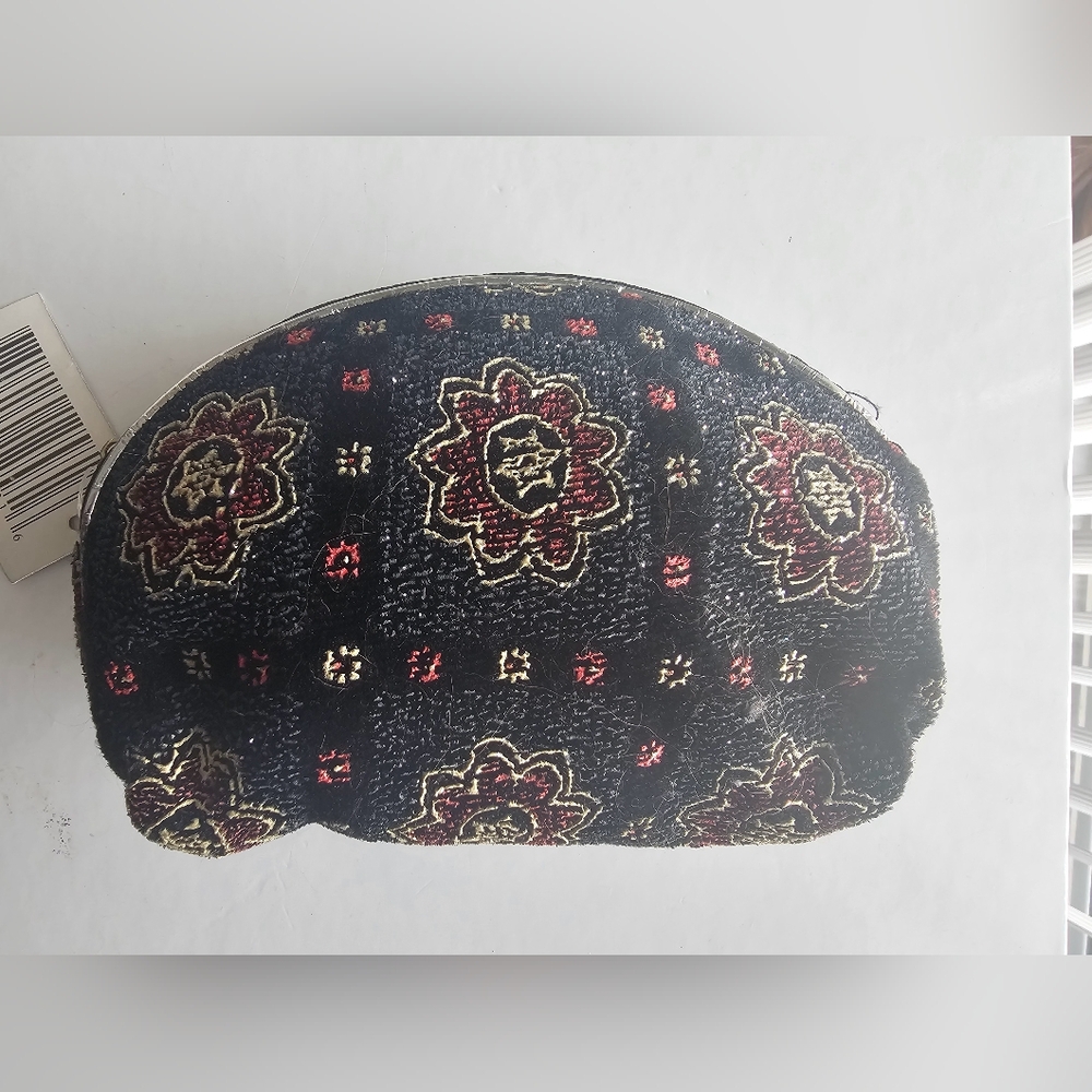 Black cream red textured boho mandala small makeup cosmetic Bag purse pouch - Picture 8 of 9